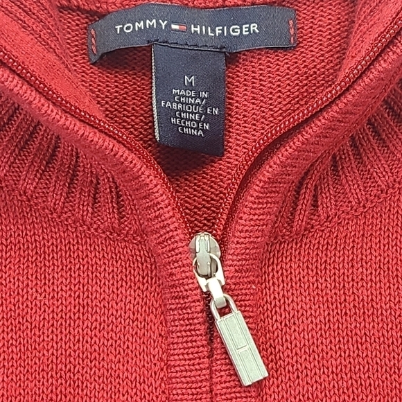 Tommy Hilfiger Full Zip Long Sleeve Sweater Jacket Cable Knit Red, Size Medium - Picture 12 of 15